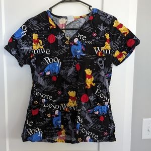 Disney Winnie the Pooh scrub top XS fits like Small